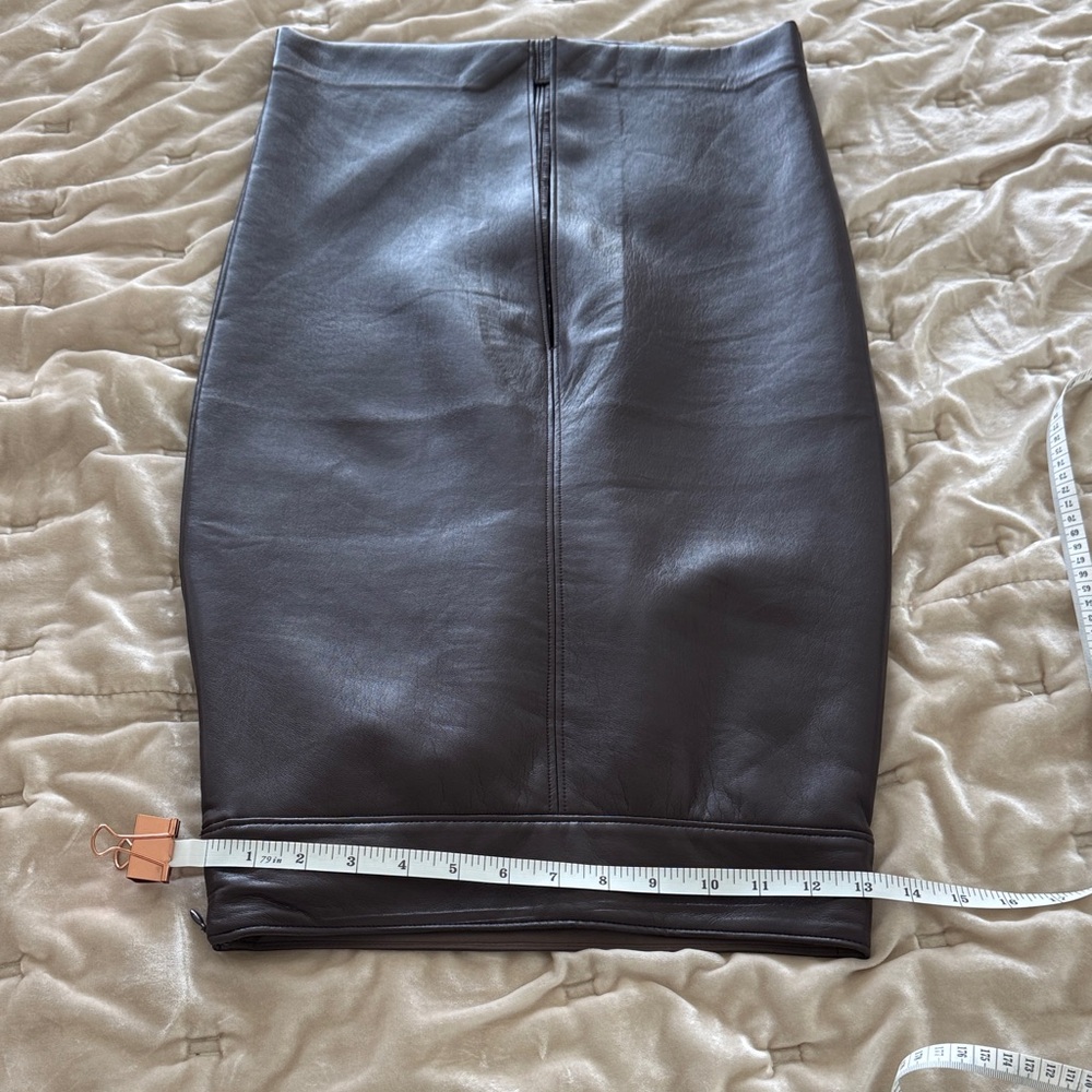 Aritzia Dark Brown Faux Leather Pencil Skirt